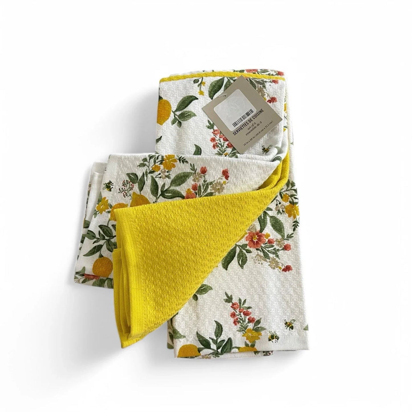 Martha Stewart Dual Purpose Kitchen Towel 3-Pack Set, Lemon Whimsy, 16"x28" - Trendiez U ♥ 