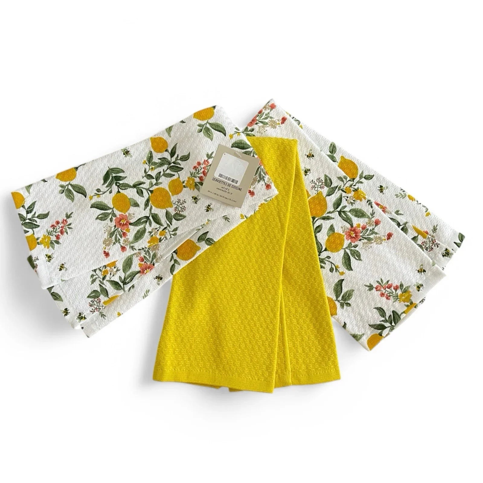 Martha Stewart Dual Purpose Kitchen Towel 3-Pack Set, Lemon Whimsy, 16"x28" - Trendiez U ♥ 