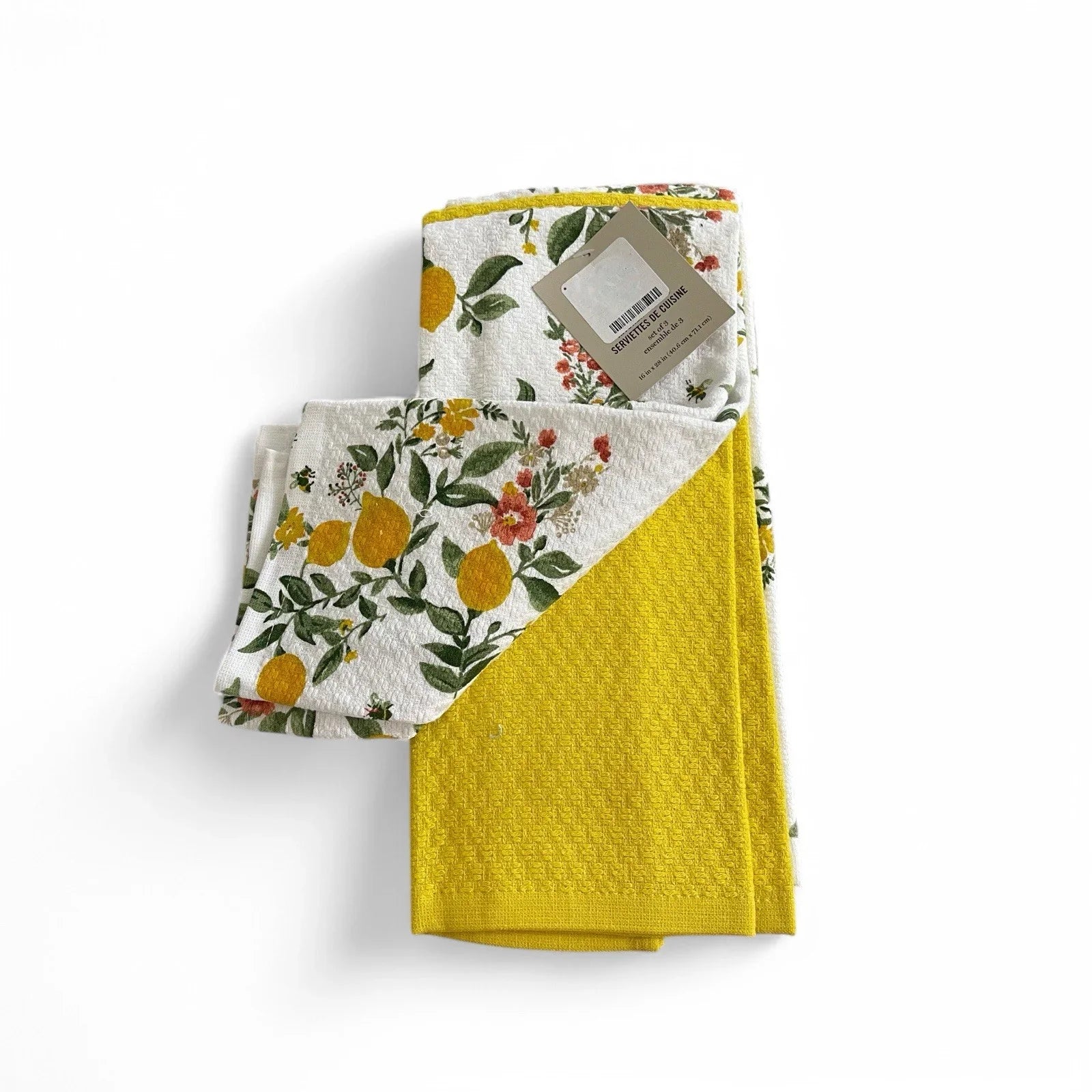 Martha Stewart Dual Purpose Kitchen Towel 3-Pack Set, Lemon Whimsy, 16"x28" - Trendiez U ♥ 