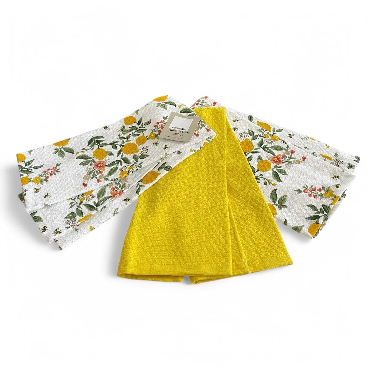 Martha Stewart Dual Purpose Kitchen Towel 3-Pack Set, Lemon Whimsy, 16"x28" - Trendiez U ♥ 