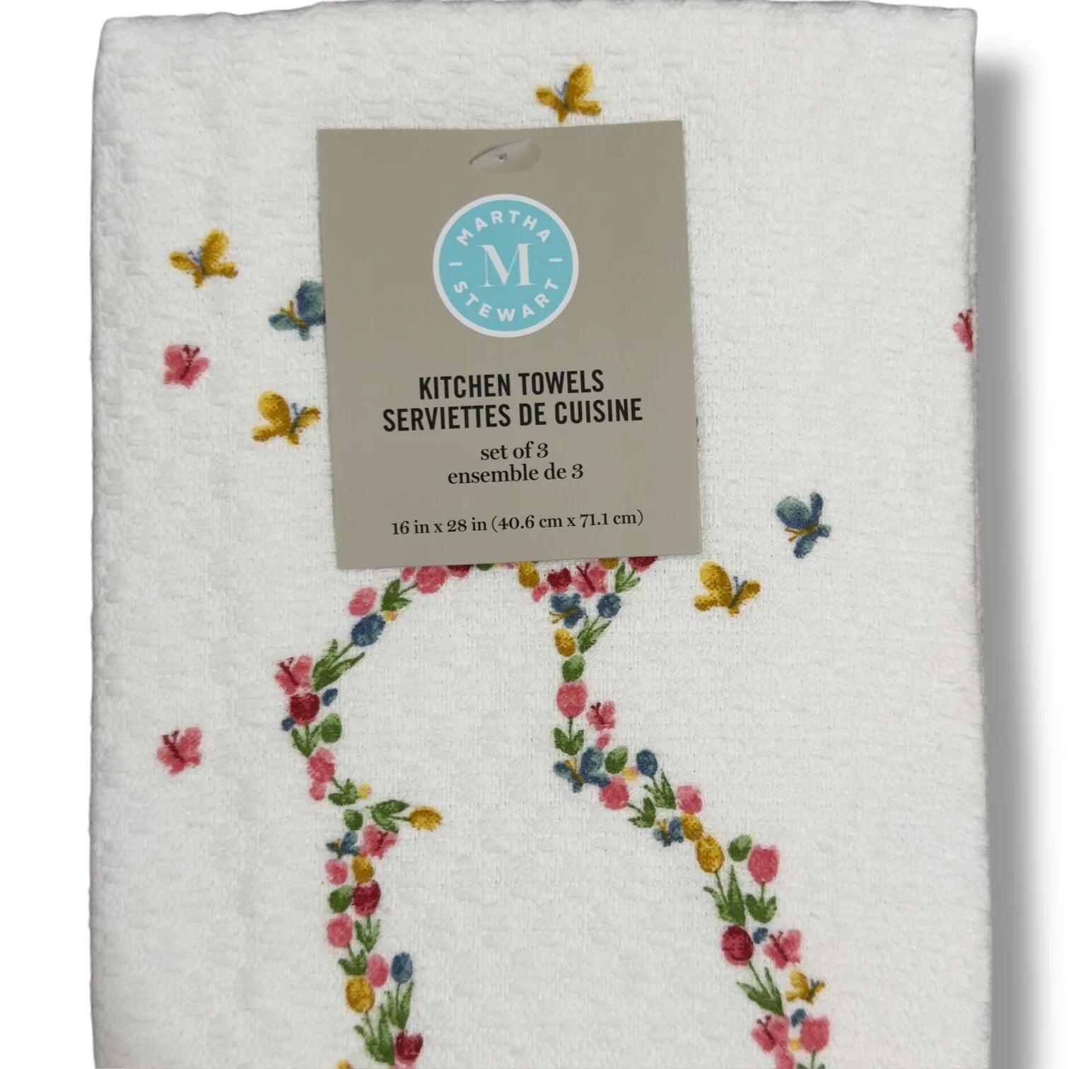 MARTHA STEWART Easter KITCHEN DISH TOWELS Decor 100% COTTON Floral Pink Bunny - Trendiez U ♥ 