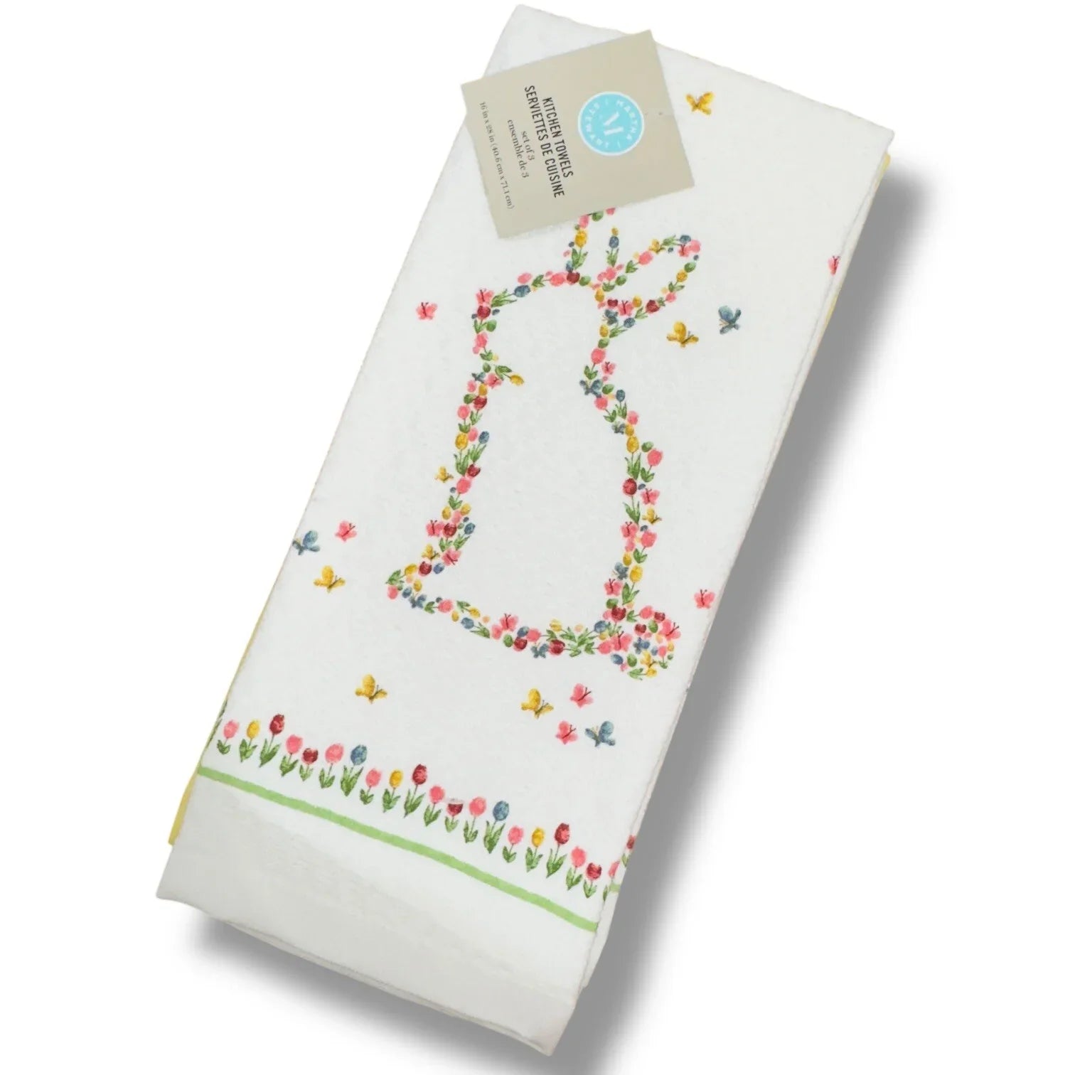 MARTHA STEWART Easter KITCHEN DISH TOWELS Decor 100% COTTON Floral Pink Bunny - Trendiez U ♥ 