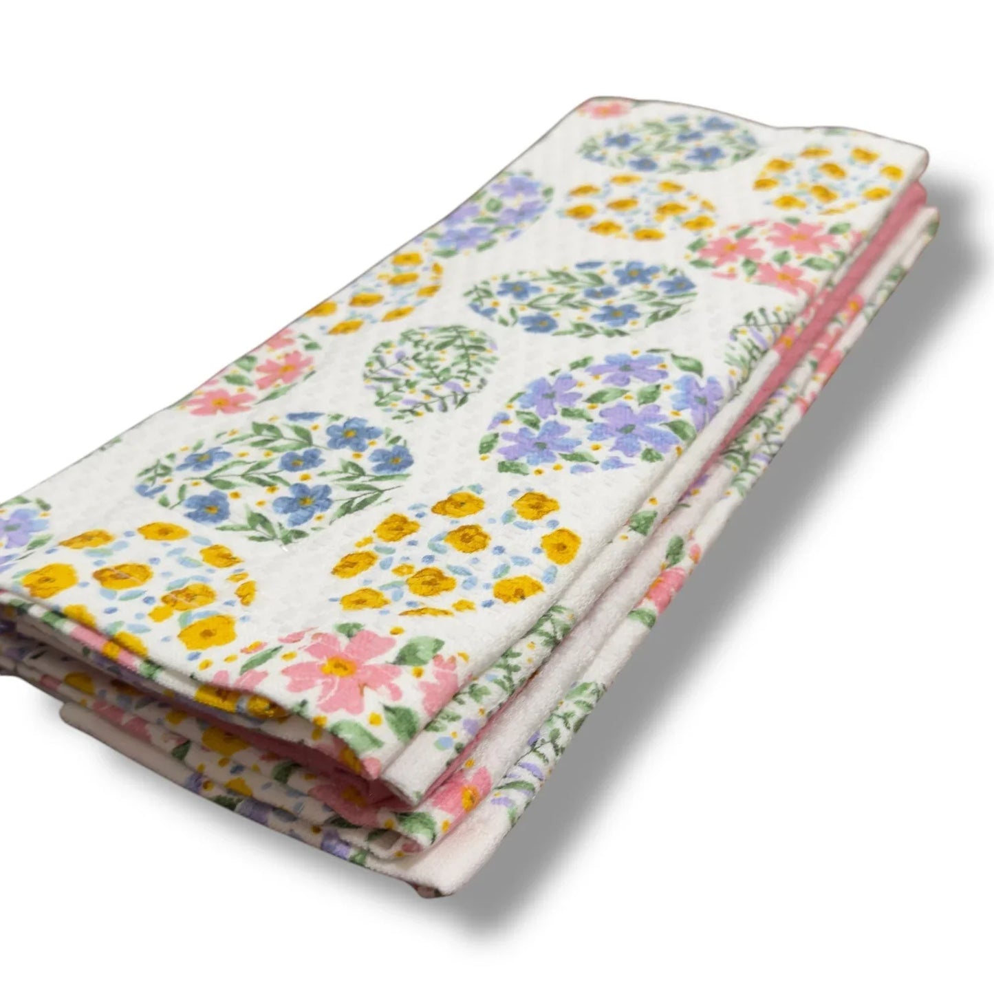 MARTHA STEWART Easter KITCHEN DISH TOWELS Decor 100% COTTON Purple Pink Eggs - Trendiez U ♥ 