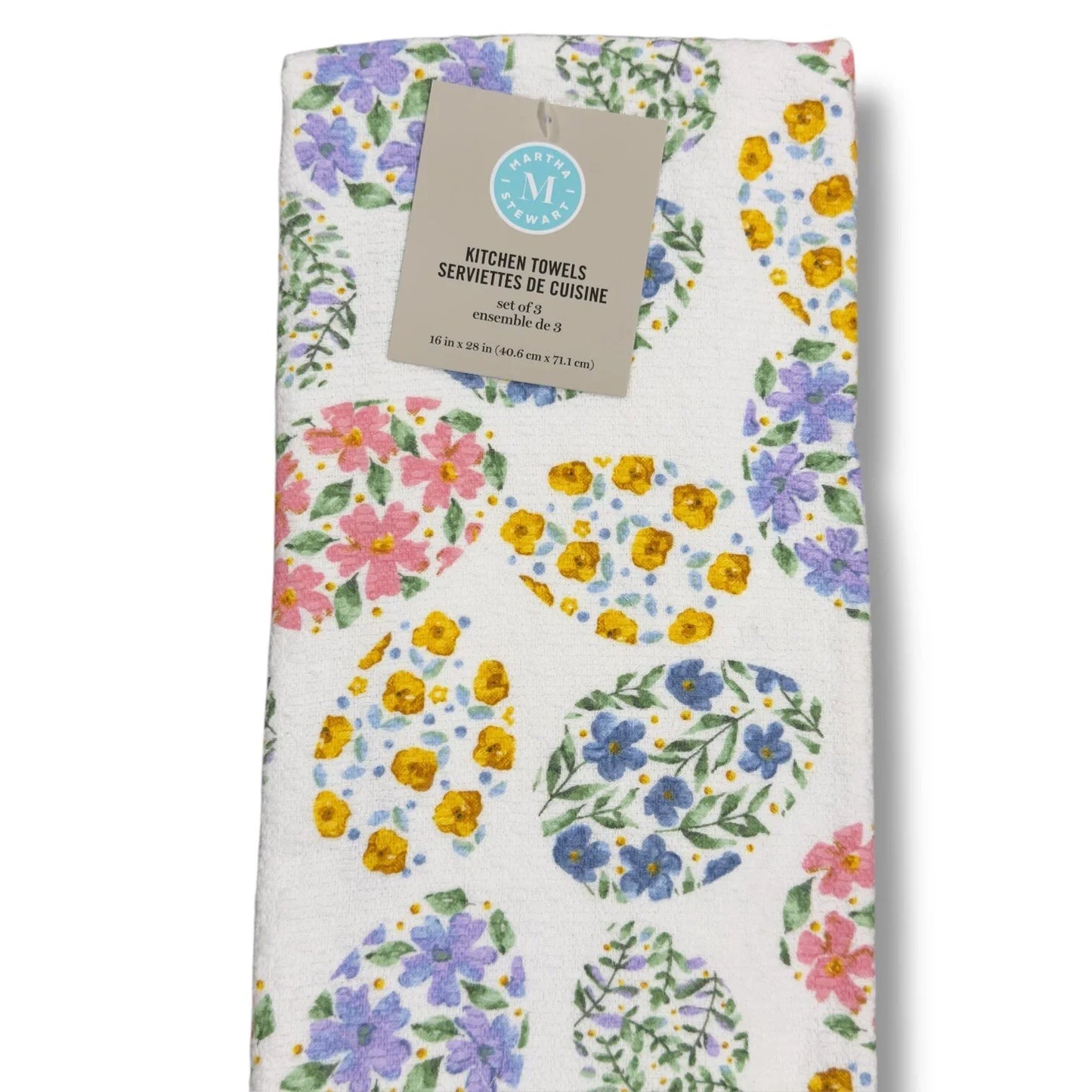 MARTHA STEWART Easter KITCHEN DISH TOWELS Decor 100% COTTON Purple Pink Eggs - Trendiez U ♥ 