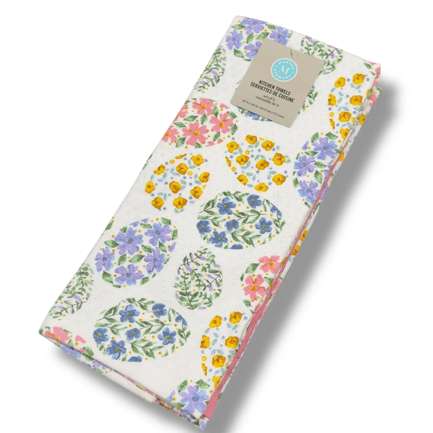 MARTHA STEWART Easter KITCHEN DISH TOWELS Decor 100% COTTON Purple Pink Eggs - Trendiez U ♥ 