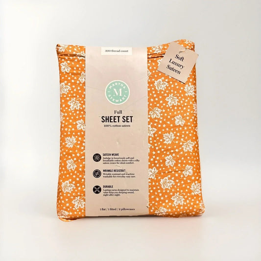 Martha Stewart Foliage Full Sheet Set – 100% Cotton Sateen - Trendiez U ♥ 