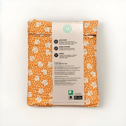 Martha Stewart Foliage Full Sheet Set – 100% Cotton Sateen - Trendiez U ♥ 