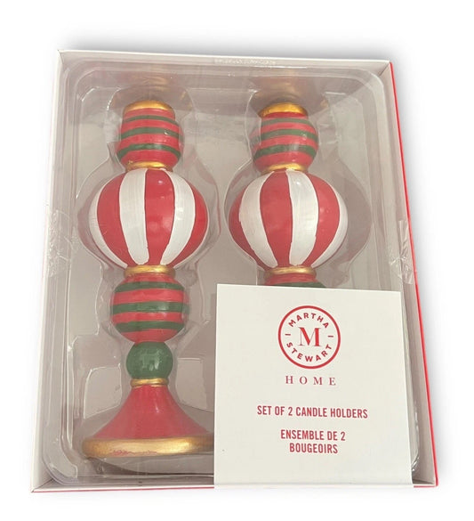 Martha Stewart Holiday Candle Holders – Hand-Painted Set of 2 - Trendiez U ♥ 
