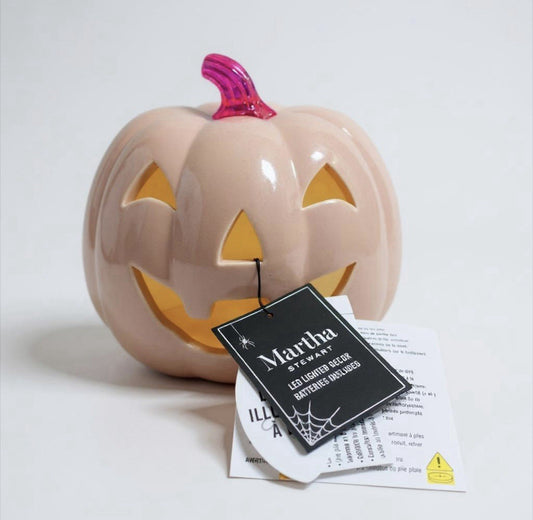 Martha Stewart Pink Halloween Jack-O’-Lantern – Ceramic LED Pumpkin - Trendiez U ♥ 