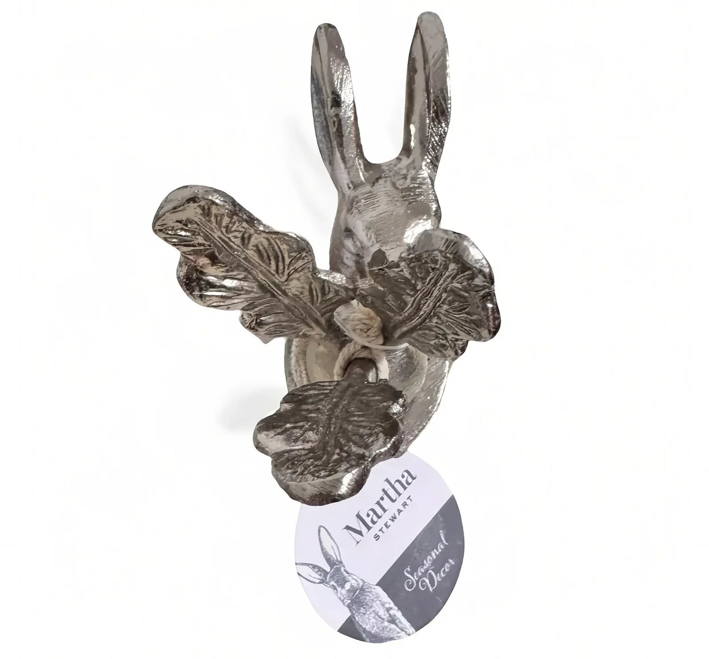 Martha Stewart Silver Brass Metal Sitting Easter Bunny Rabbit W/ Carrot Figurine - Trendiez U ♥ 
