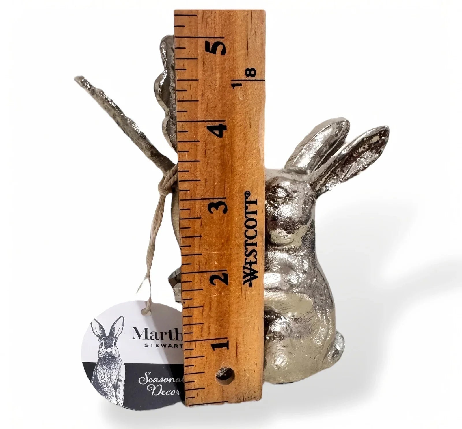Martha Stewart Silver Brass Metal Sitting Easter Bunny Rabbit W/ Carrot Figurine - Trendiez U ♥ 