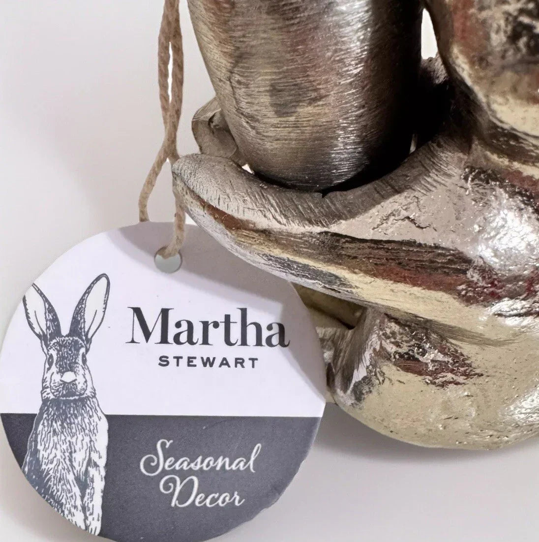 Martha Stewart Silver Brass Metal Sitting Easter Bunny Rabbit W/ Carrot Figurine - Trendiez U ♥ 