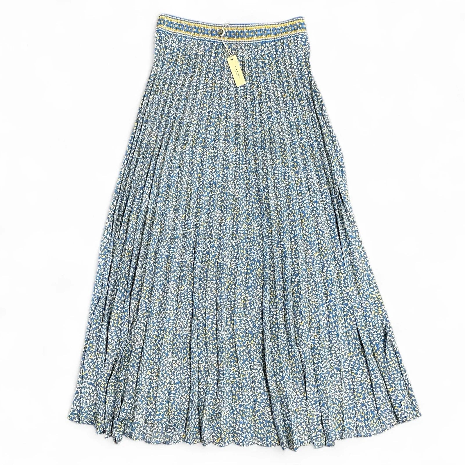 Max Studio Blue Floral Pleated Maxi Skirt Size M Boho Chic MSRP $138 NEW - Trendiez U ♥ 