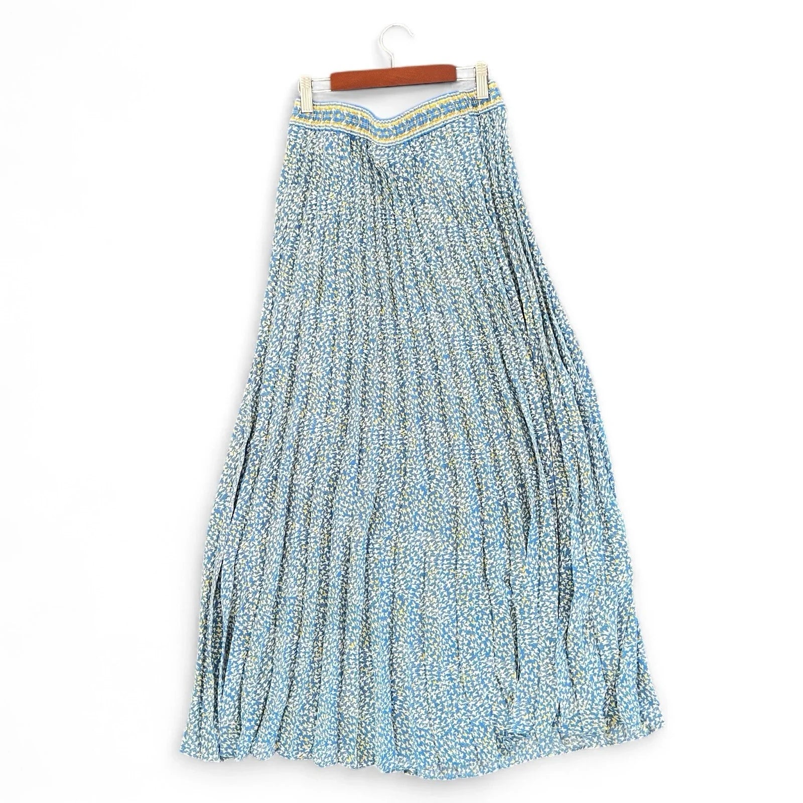 Max Studio Blue Floral Pleated Maxi Skirt Size M Boho Chic MSRP $138 NEW - Trendiez U ♥ 