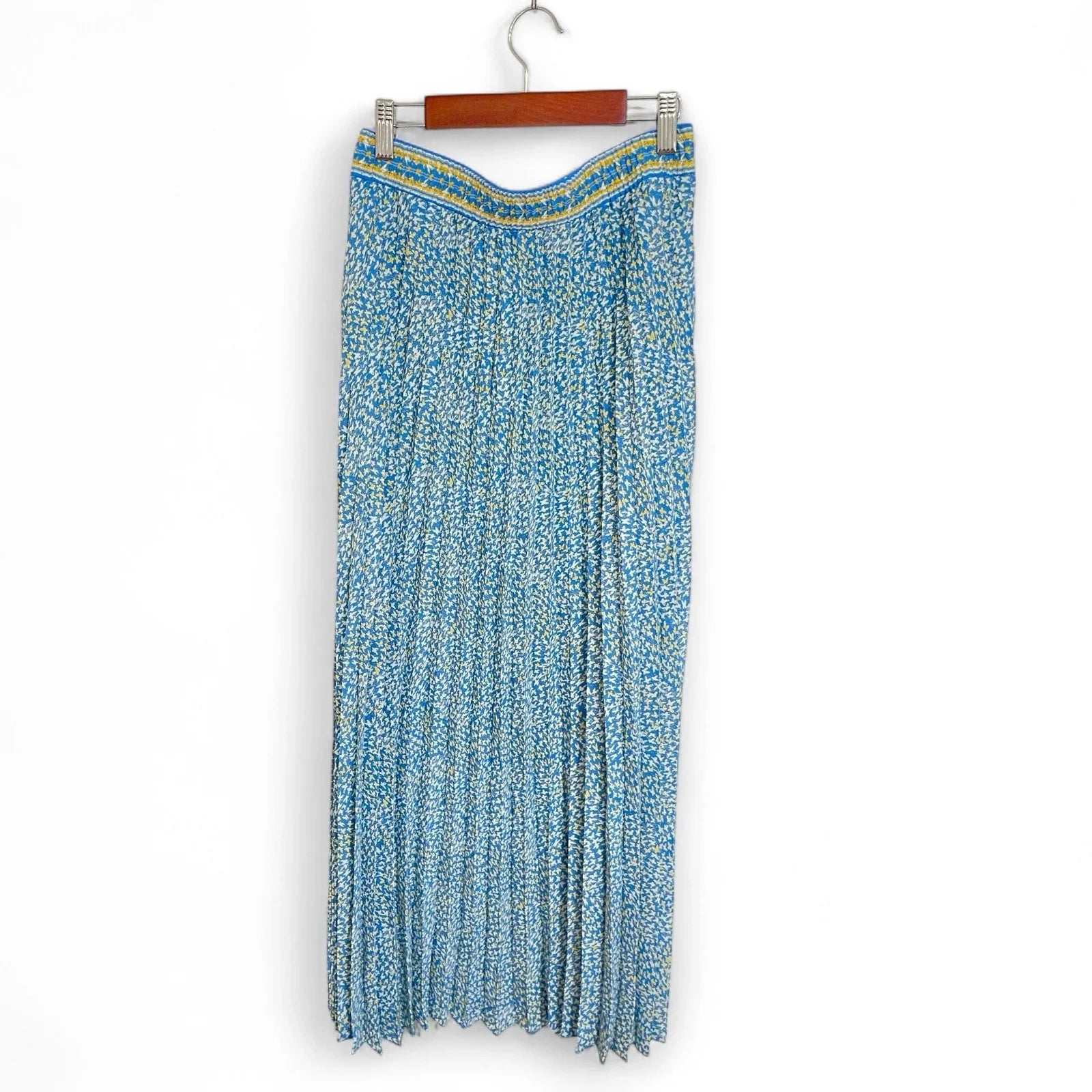 Max Studio Blue Floral Pleated Maxi Skirt Size M Boho Chic MSRP $138 NEW - Trendiez U ♥ 