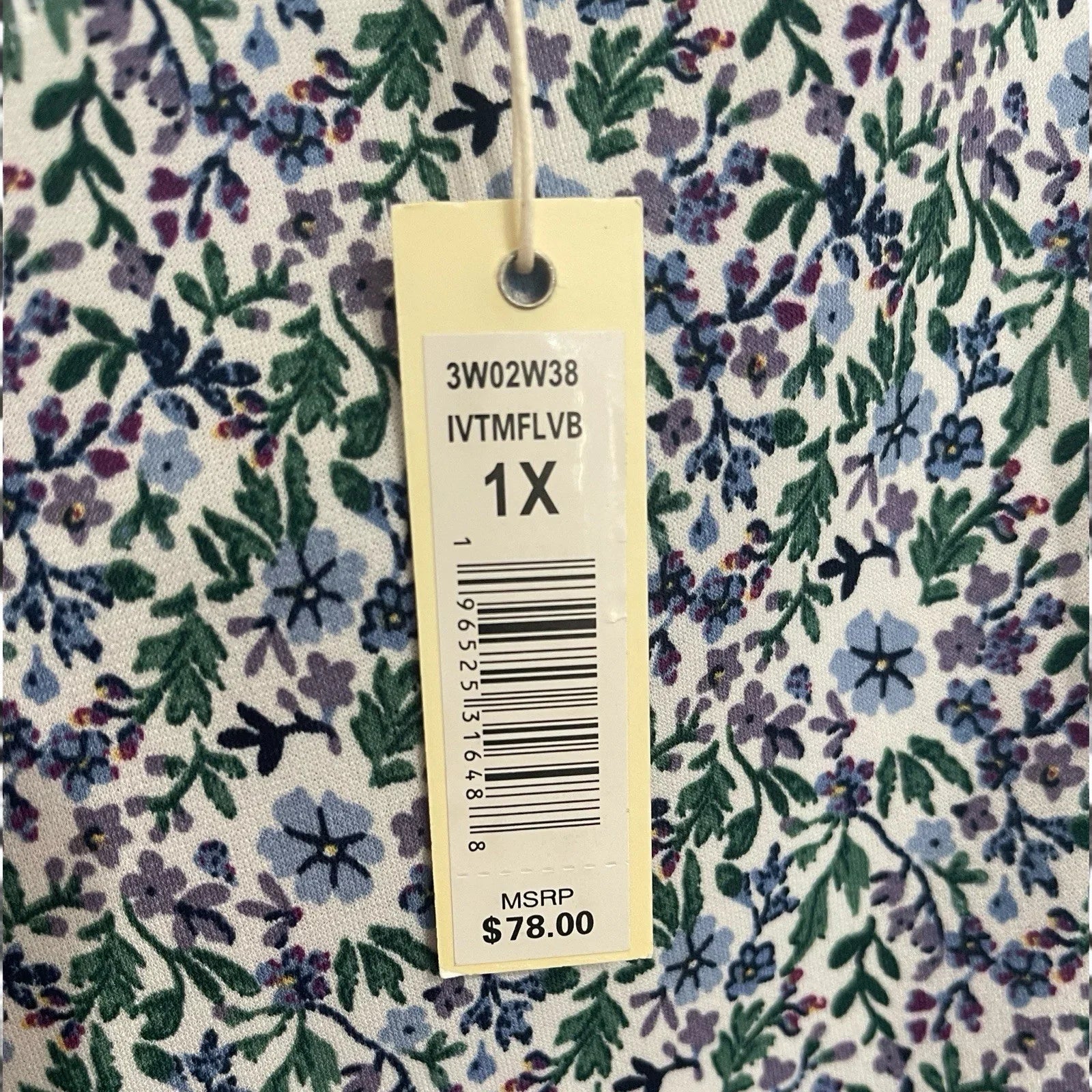 Max Studio Women’s Blouse 1X Blue Floral Ruched Puff Sleeve Scoop Neck NWT - Trendiez U ♥ 