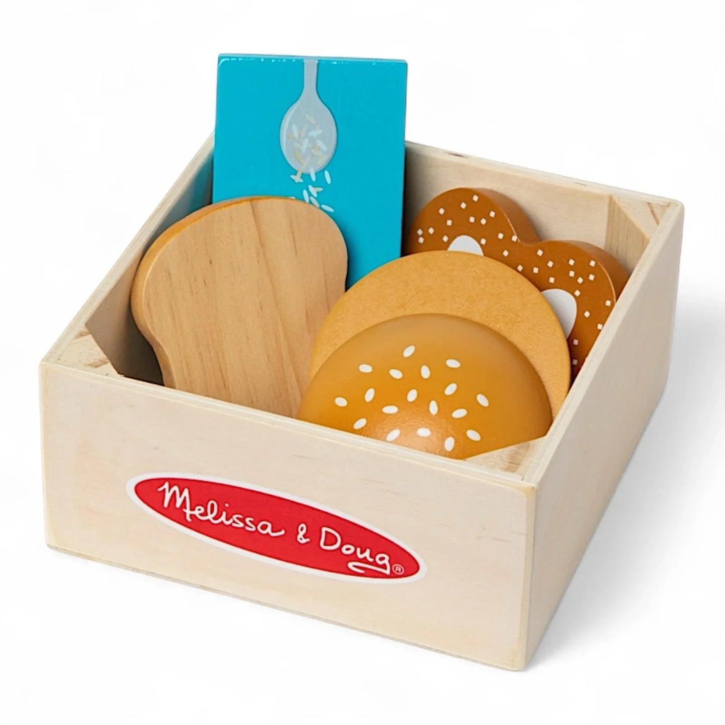 Melissa & Doug Toddlers Bread Bun Pretzel & Rice Play Set Wooden Food Groups Toy - Trendiez U ♥ 