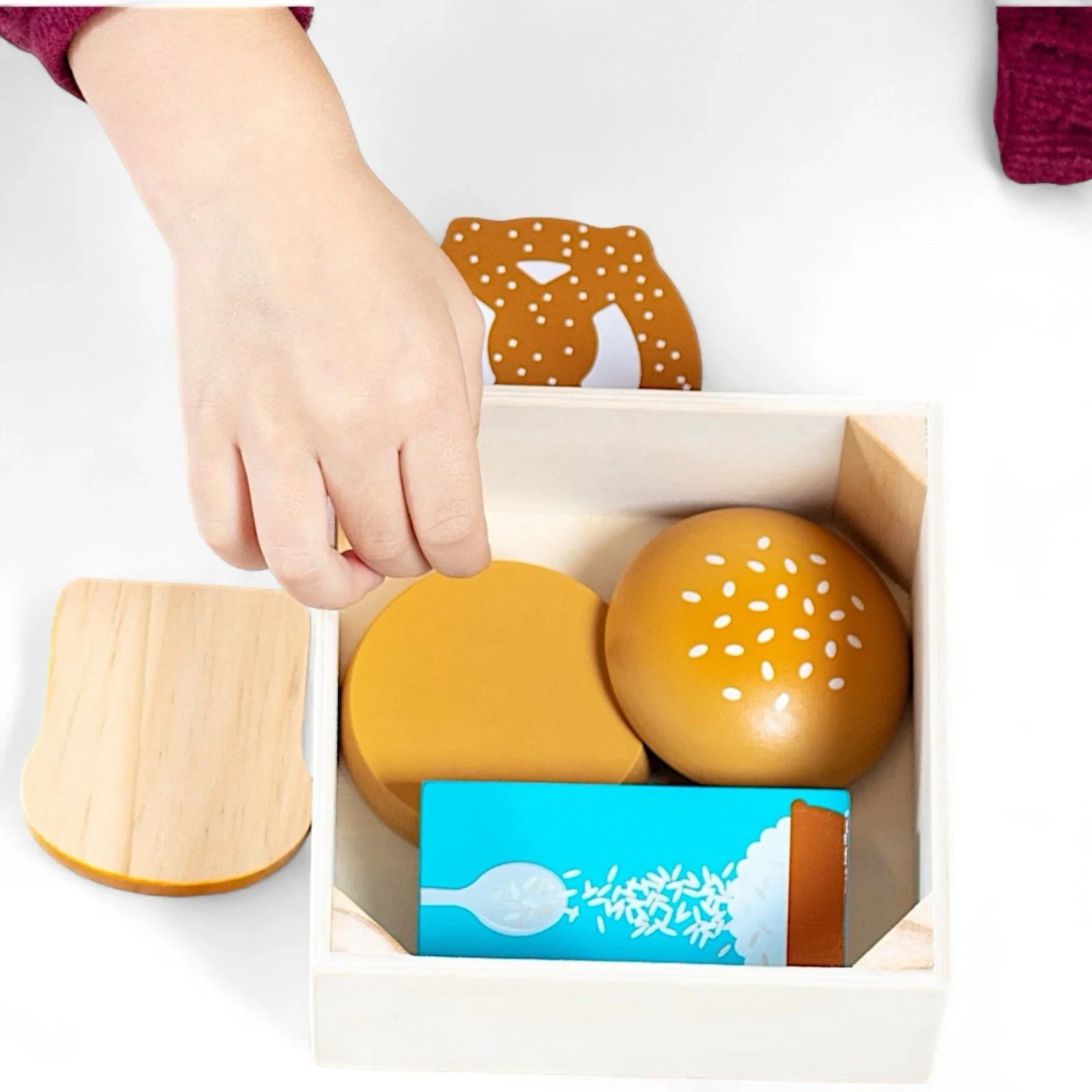 Melissa & Doug Toddlers Bread Bun Pretzel & Rice Play Set Wooden Food Groups Toy - Trendiez U ♥ 