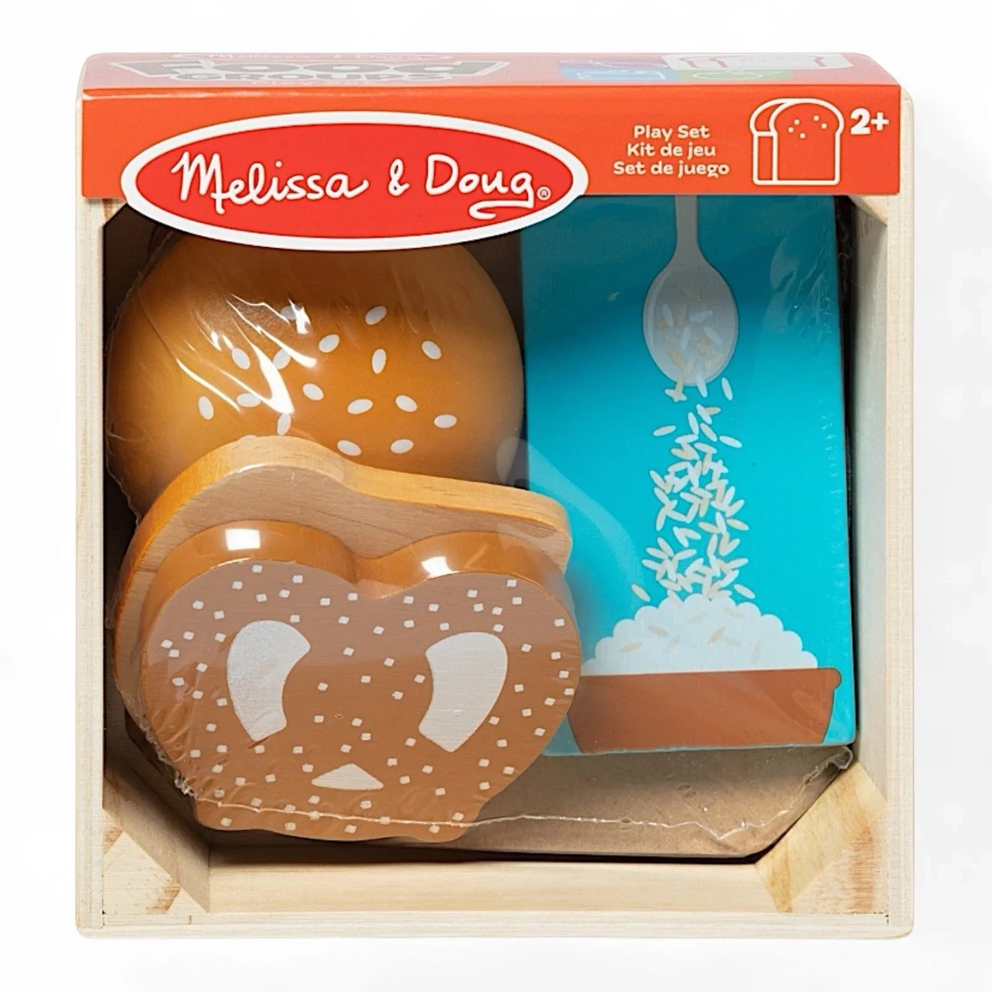 Melissa & Doug Toddlers Bread Bun Pretzel & Rice Play Set Wooden Food Groups Toy - Trendiez U ♥ 