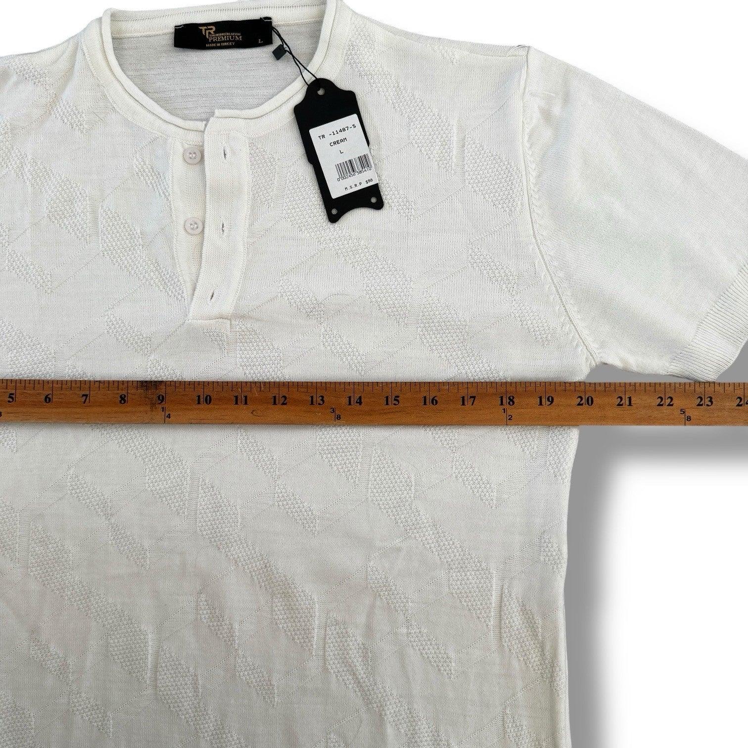 Men’s Tailored Recreation Premium Slim Fit Dress Sweater T-Shirt White Large - Trendiez U ♥ 