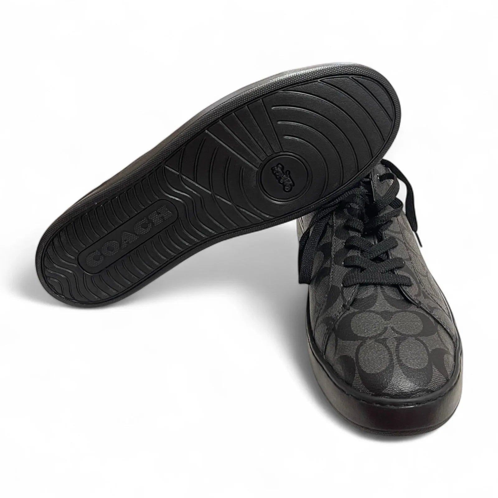 Mens COACH Signature Clip Low Sneakers Black Charcoal Size 13 - Trendiez U ♥ 