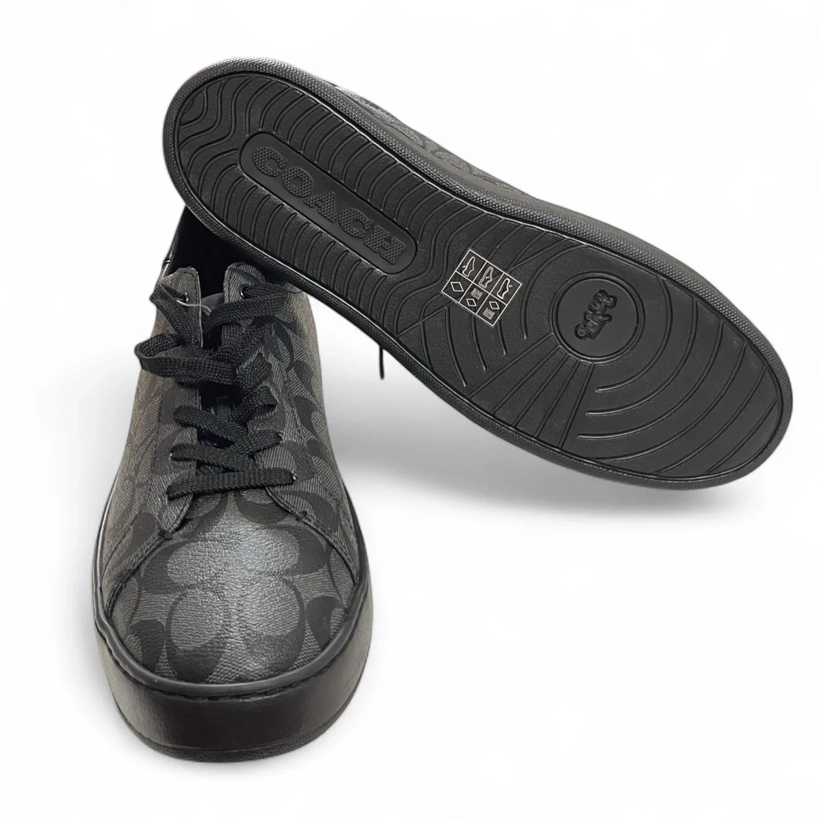 Mens COACH Signature Clip Low Sneakers Black Charcoal Size 13 - Trendiez U ♥ 