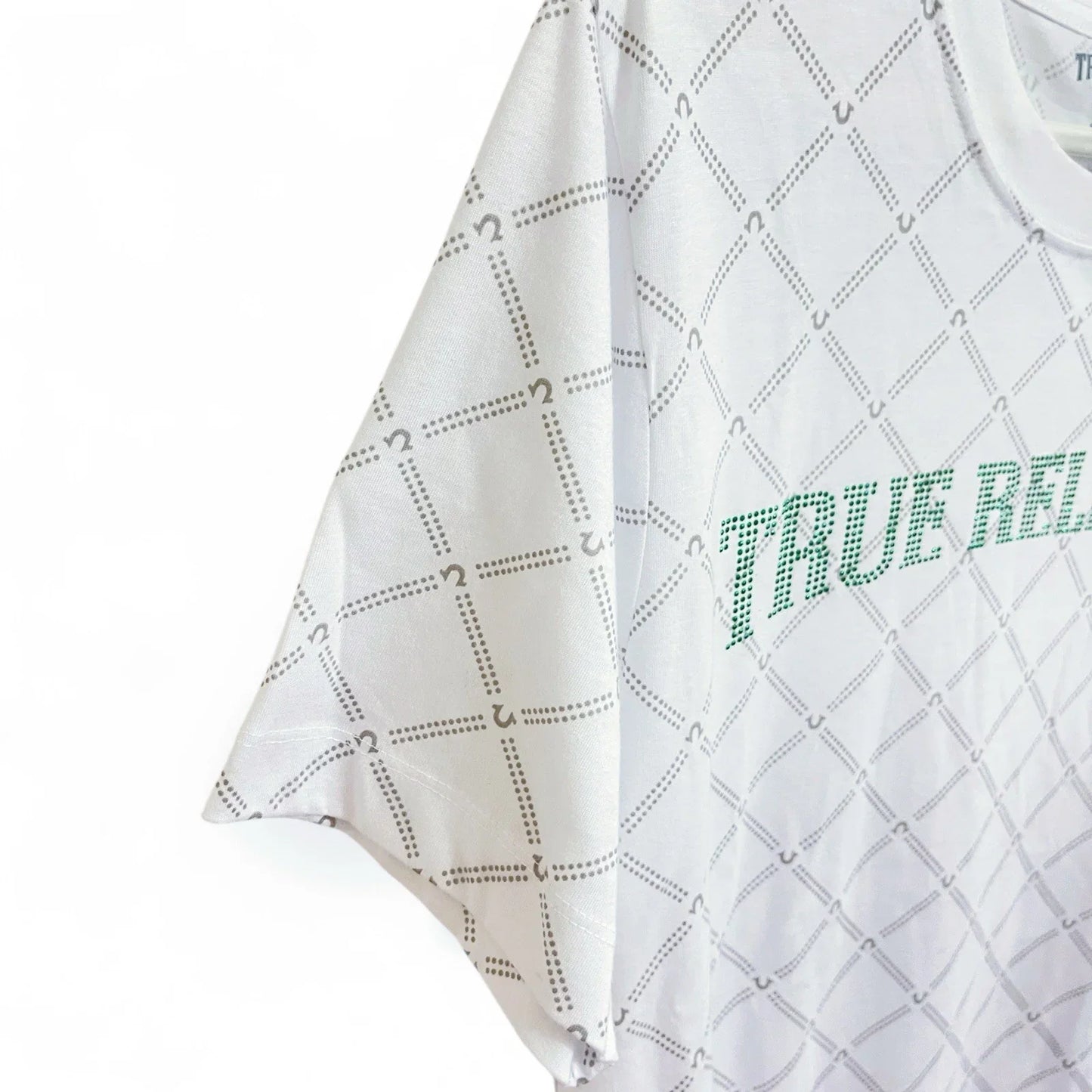 MENS LARGE WHITE/GREEN BLINGED LOGO TRUE RELIGION T-SHIRT - NWT - Trendiez U ♥ 