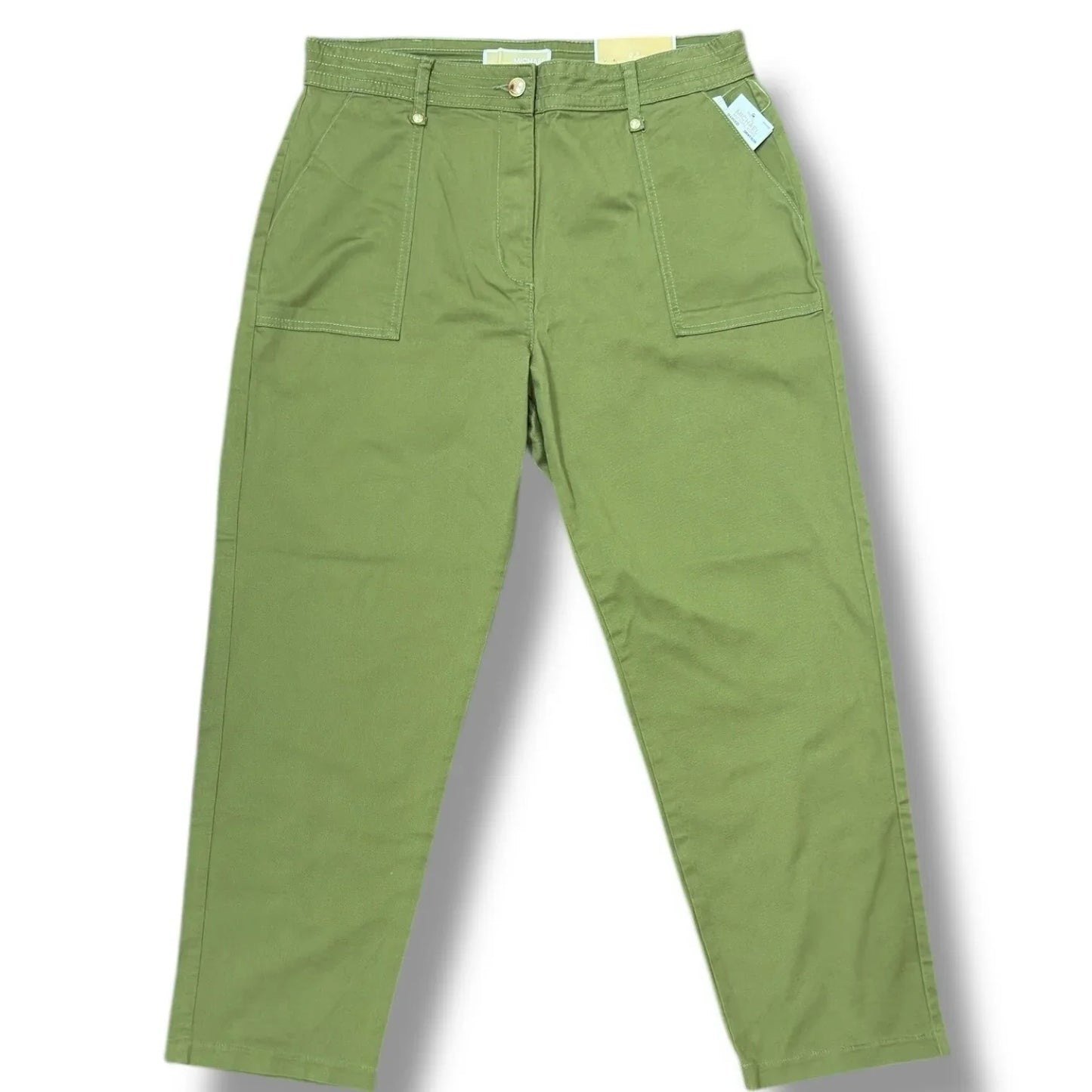 Michael Kors Women's High Rise Straight Ankle Pants Smoky Olive Sz 10 - Trendiez U ♥ 
