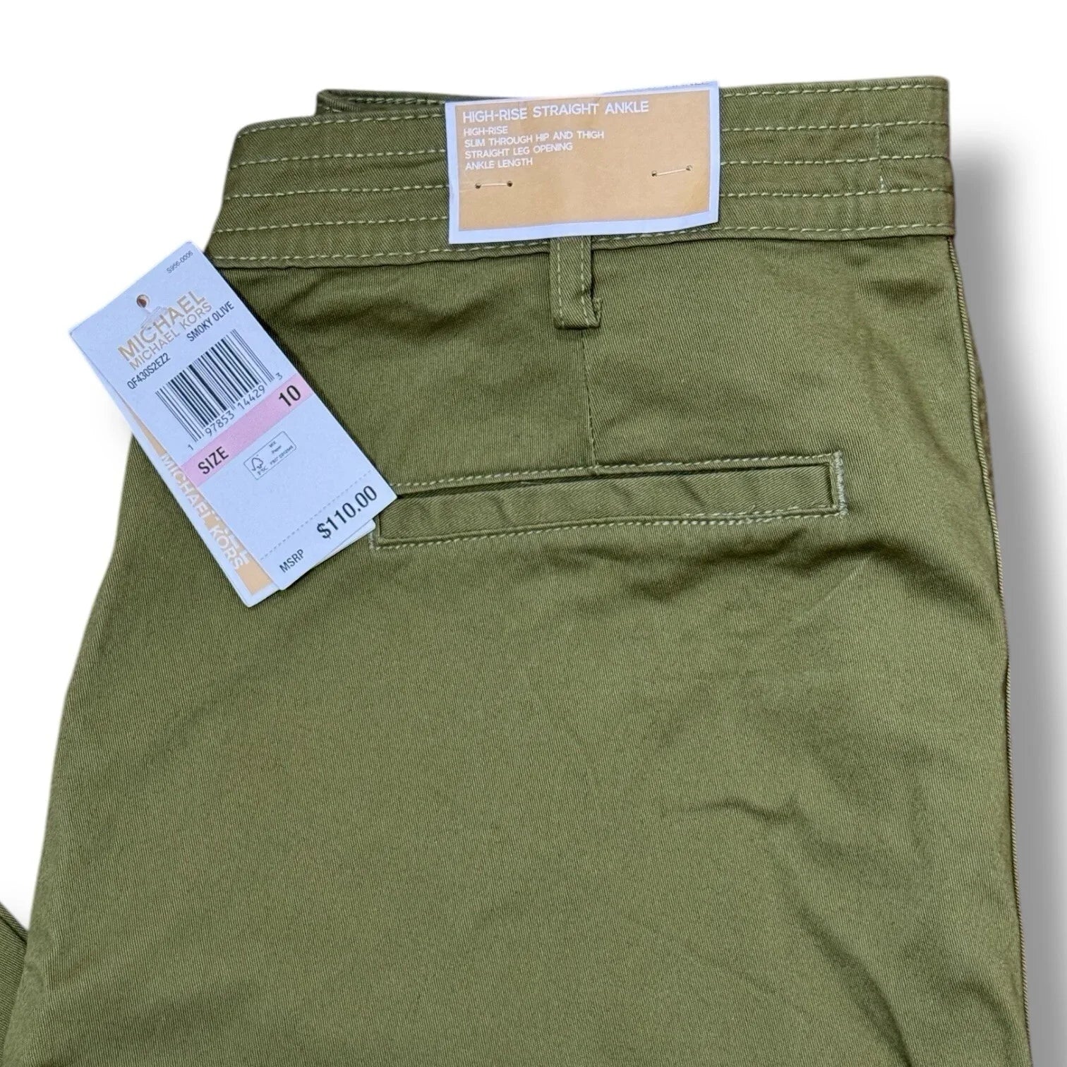 Michael Kors Women's High Rise Straight Ankle Pants Smoky Olive Sz 10 - Trendiez U ♥ 