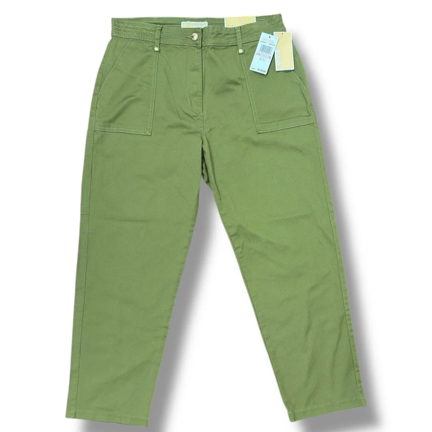 Michael Kors Women's High Rise Straight Ankle Pants Smoky Olive Sz 10 - Trendiez U ♥ 