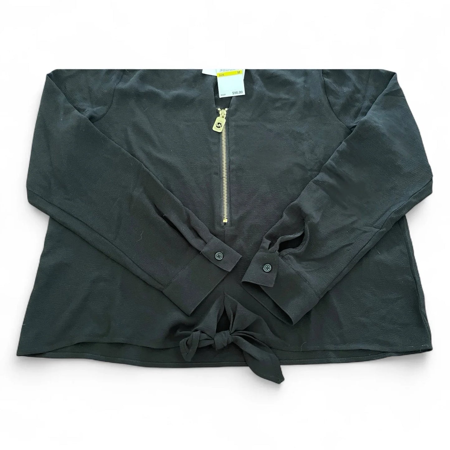 Michael Kors Zip Front Long Sleeve Blouse Size M Elegant Classic - Trendiez U ♥ 