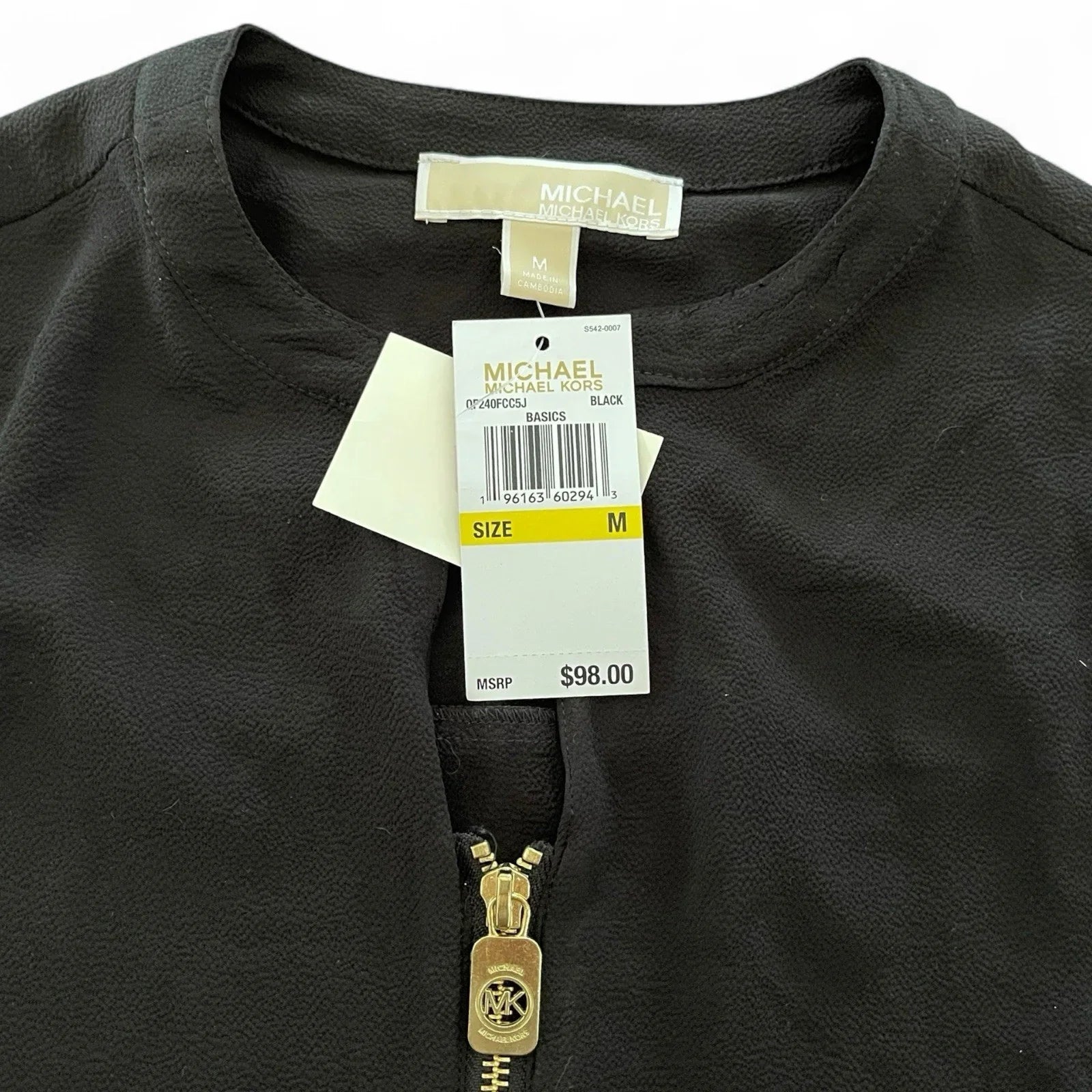 Michael Kors Zip Front Long Sleeve Blouse Size M Elegant Classic - Trendiez U ♥ 