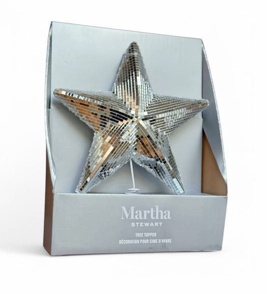 Mirrored Star Christmas Tree Topper Silver Reflective Holiday Martha Stewart - Trendiez U ♥ 