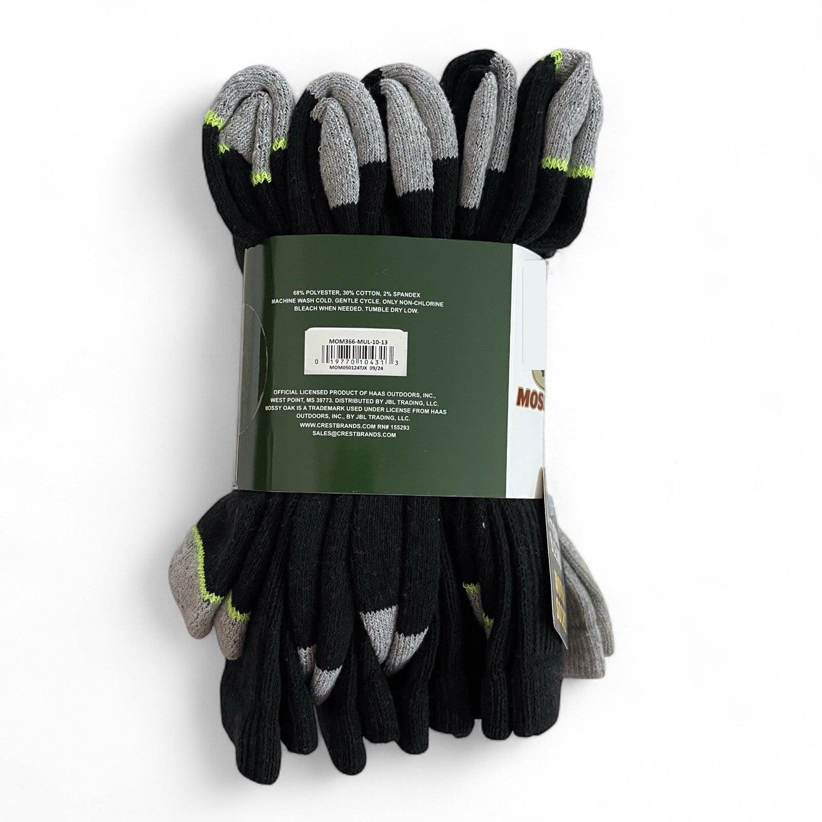 Mossy Oak Men’s Work Crew Socks – 10 Pairs Cushioned Gray/Black - Trendiez U ♥ 