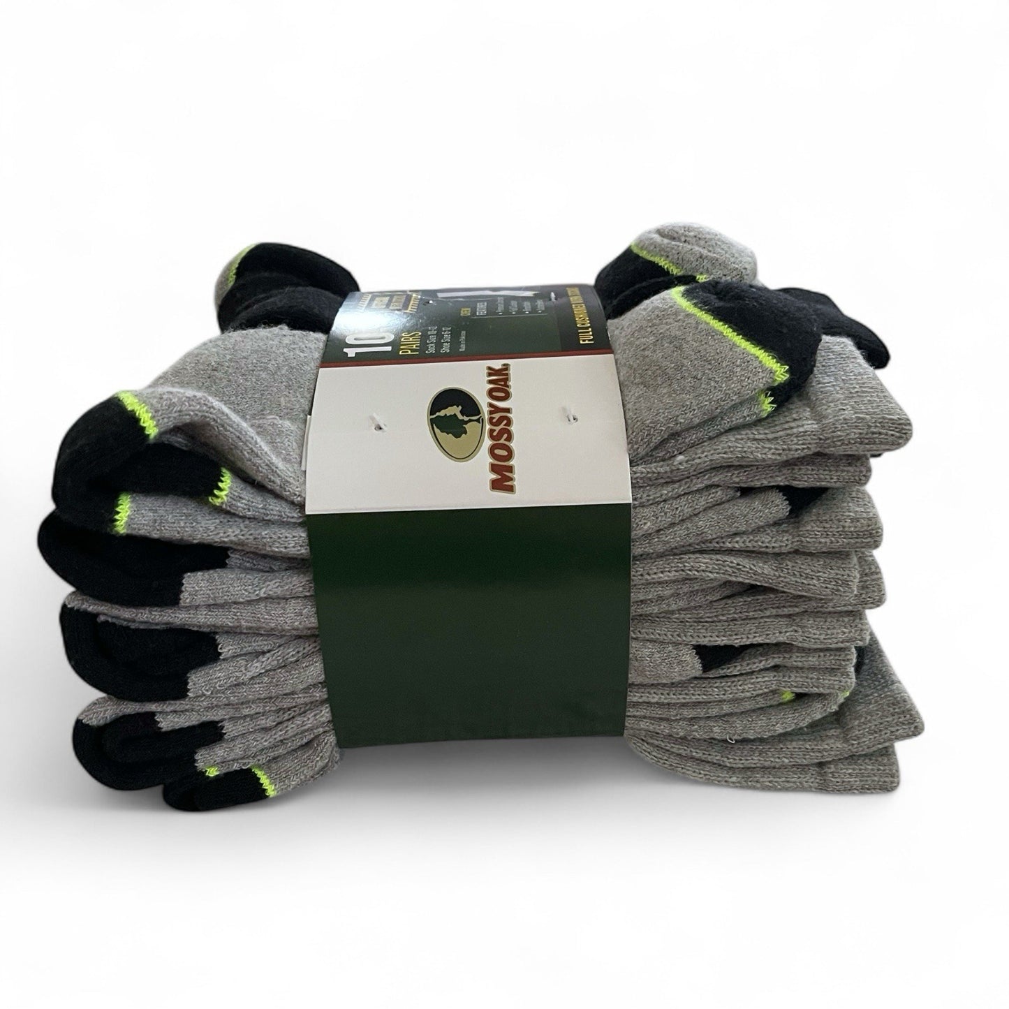 Mossy Oak Men’s Work Crew Socks – 10 Pairs Cushioned Gray/Black - Trendiez U ♥ 