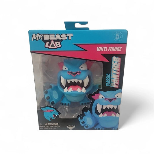 Front view of Classic Panther vinyl figure packaging showing age five-plus marking