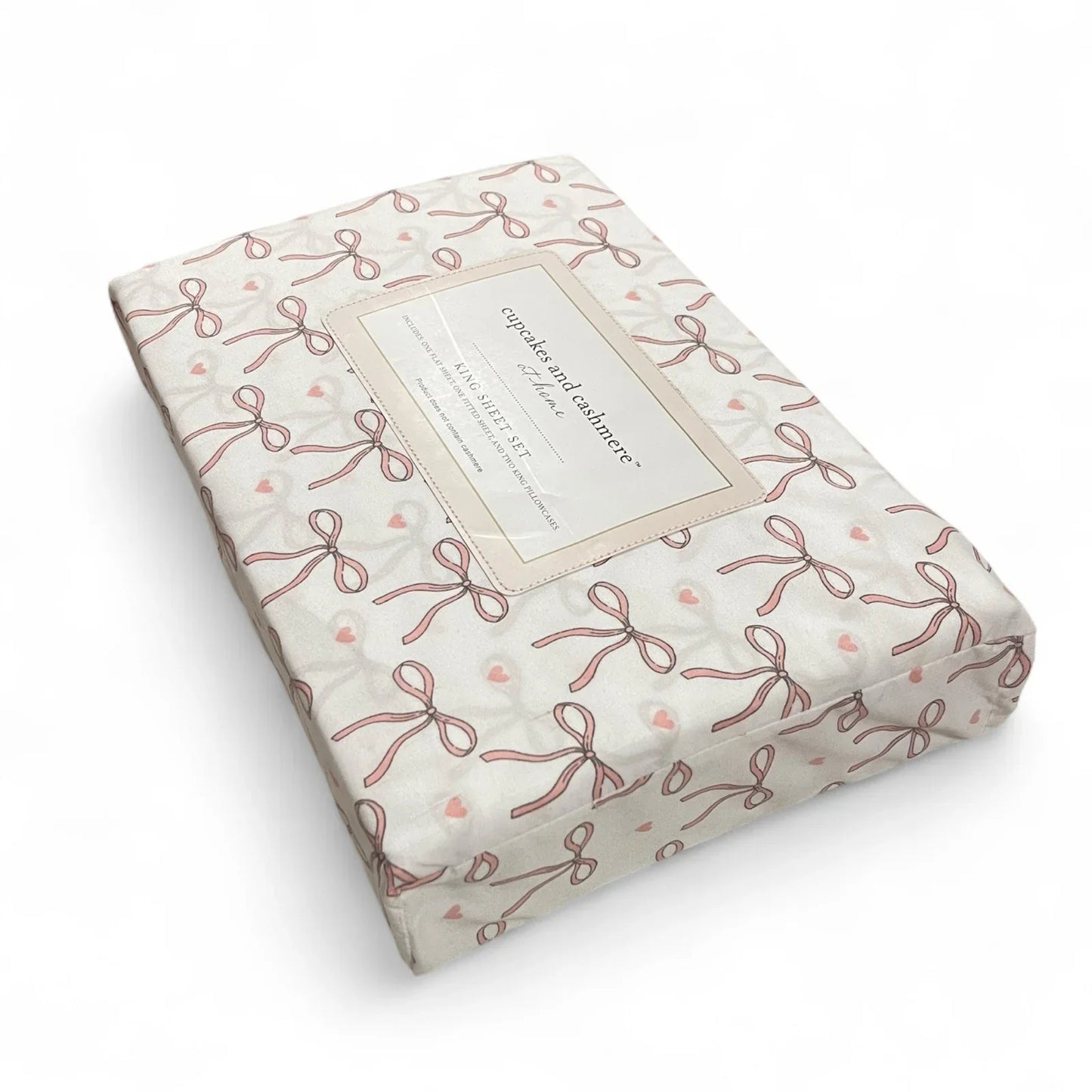 NEW Cupcakes & Cashmere KING Sheet Set Coquette Bows Hearts Love - Trendiez U ♥ 