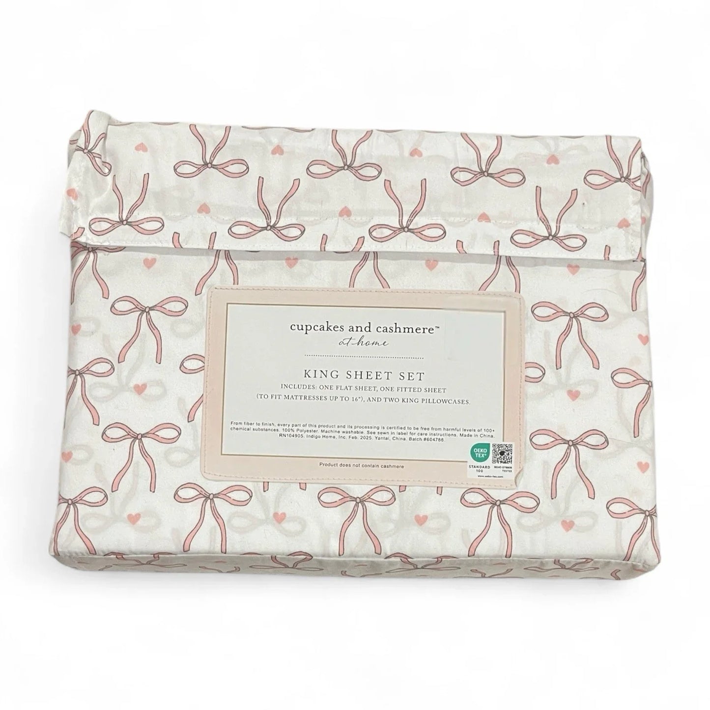 NEW Cupcakes & Cashmere KING Sheet Set Coquette Bows Hearts Love - Trendiez U ♥ 