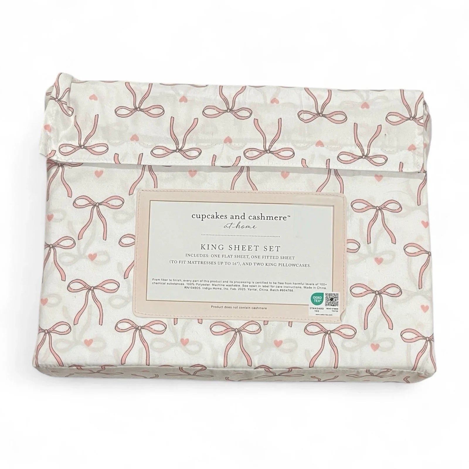 NEW Cupcakes & Cashmere KING Sheet Set Coquette Bows Hearts Love - Trendiez U ♥ 