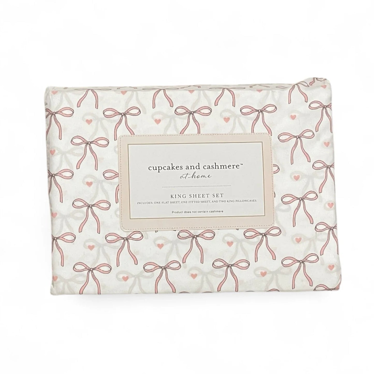 NEW Cupcakes & Cashmere KING Sheet Set Coquette Bows Hearts Love - Trendiez U ♥ 