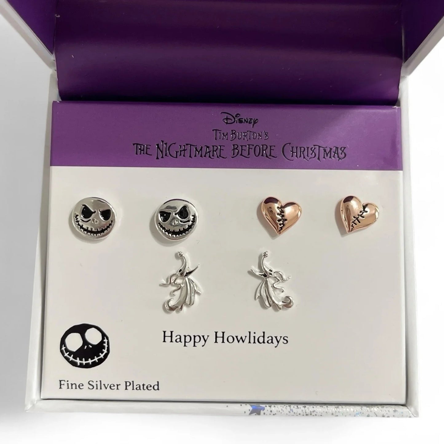 NEW Nightmare Before Christmas Fine Silver Plated Earring Set Jack & Sally 🆓📦 - Trendiez U ♥ 