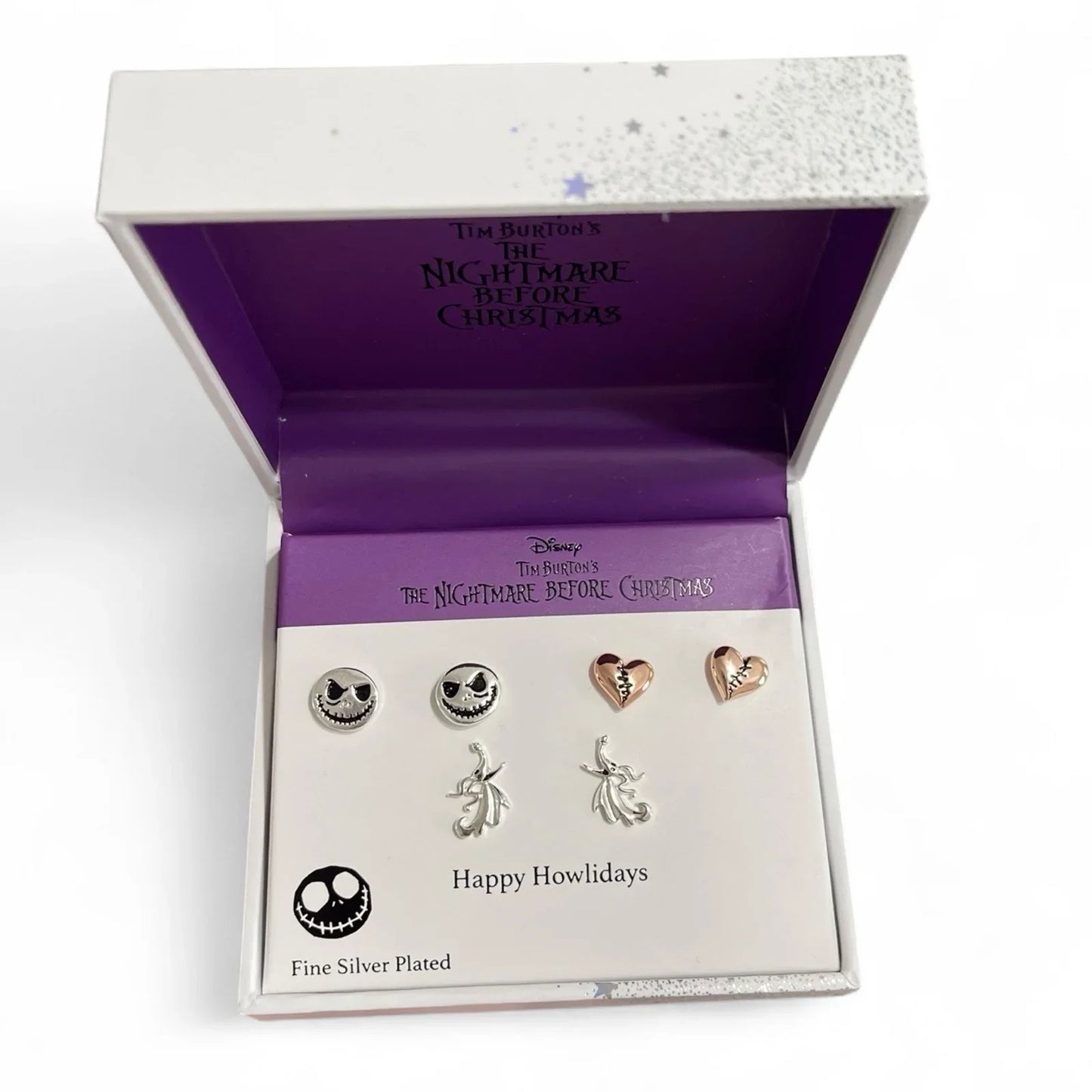 NEW Nightmare Before Christmas Fine Silver Plated Earring Set Jack & Sally 🆓📦 - Trendiez U ♥ 