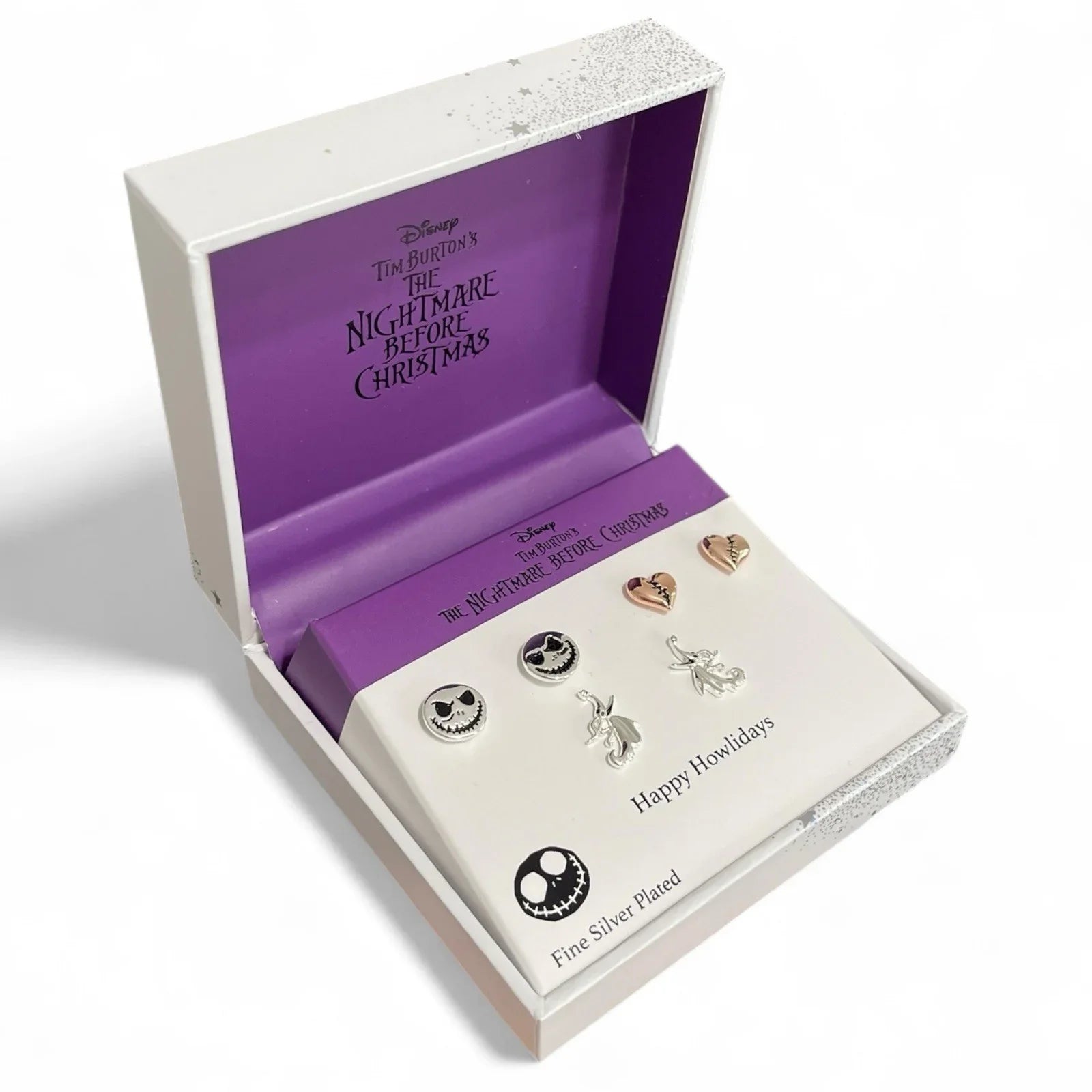 NEW Nightmare Before Christmas Fine Silver Plated Earring Set Jack & Sally 🆓📦 - Trendiez U ♥ 