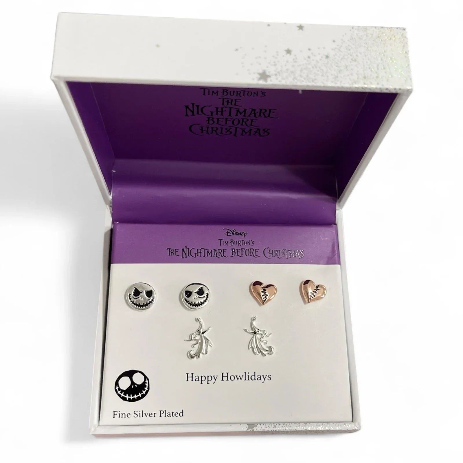 NEW Nightmare Before Christmas Fine Silver Plated Earring Set Jack & Sally 🆓📦 - Trendiez U ♥ 