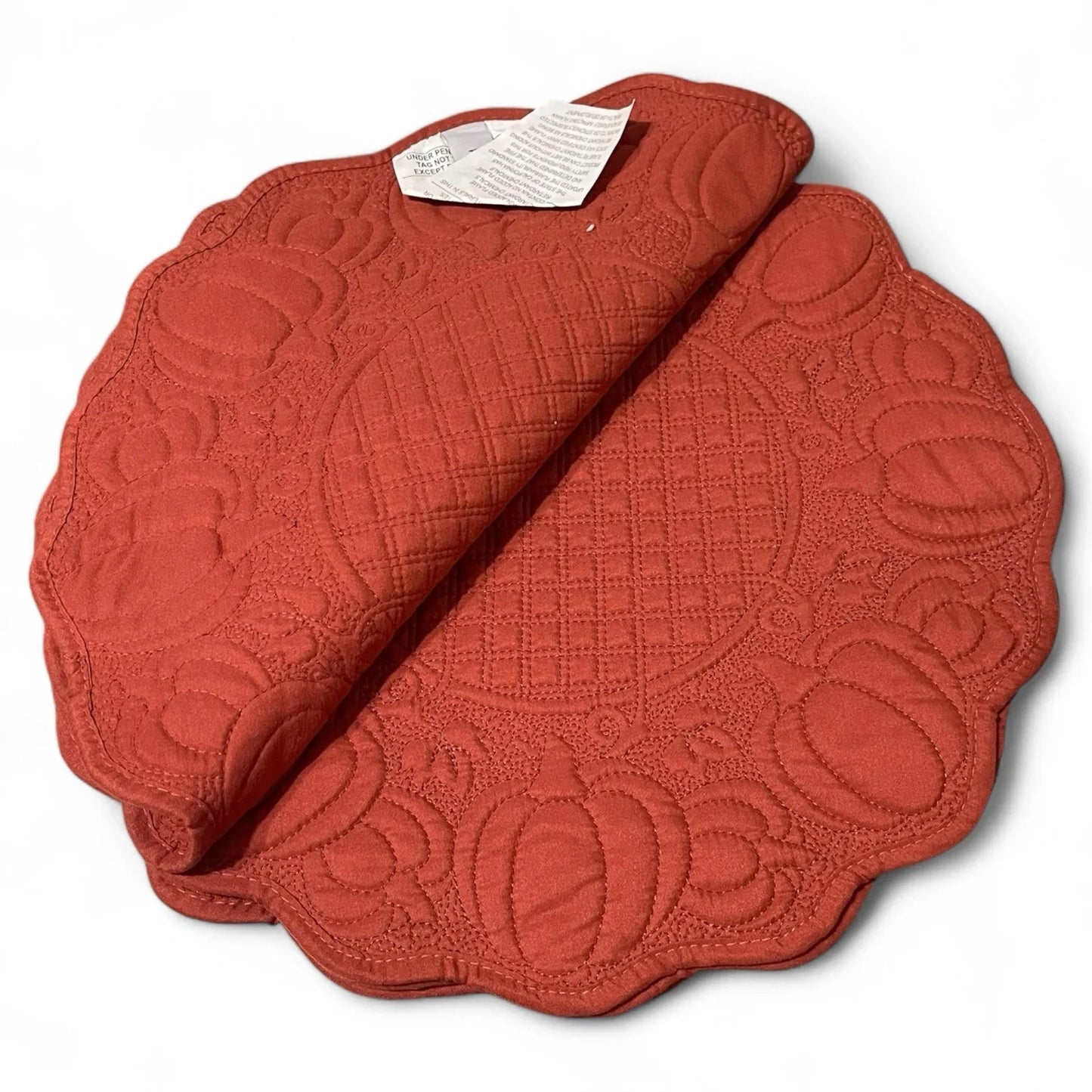 Nicole Miller Pumpkin Farmhouse Placemats – Set of 4, Scalloped Embroidered, 15" - Trendiez U ♥ 