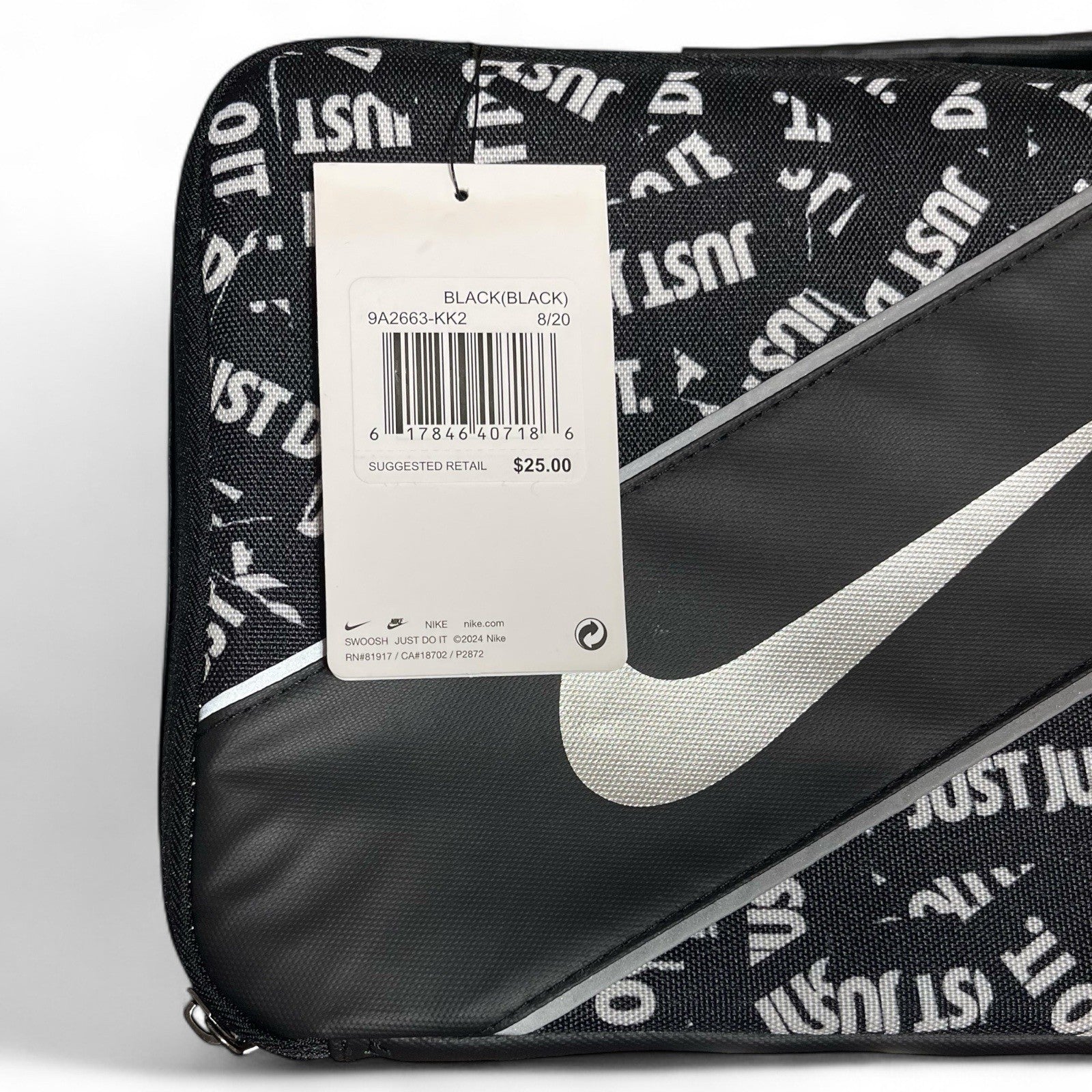 Nike Insulated Lunch Bag Swoosh Silver and Black New Back to School - Trendiez U ♥ 