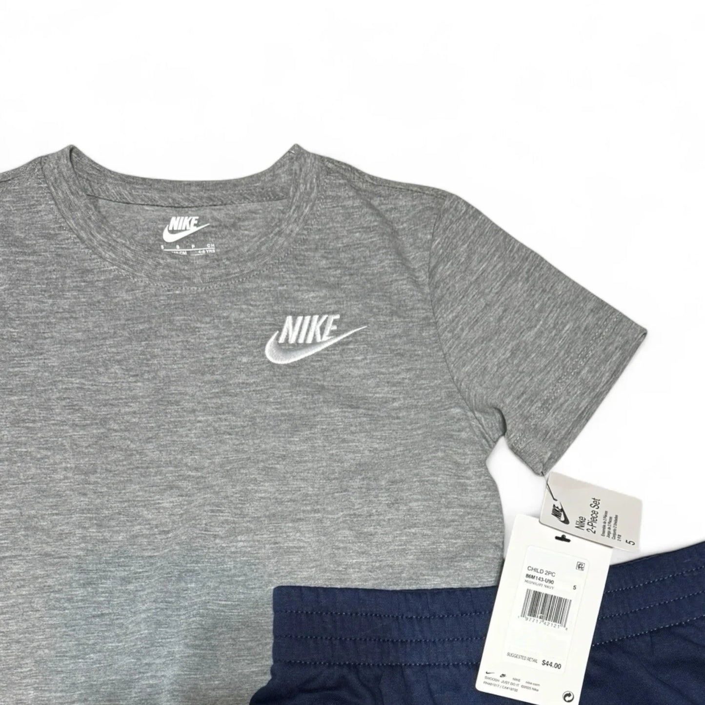 Nike Kids 2 Piece Shorts Set Gray T- Shirt & Navy Shorts Boys - Trendiez U ♥ 