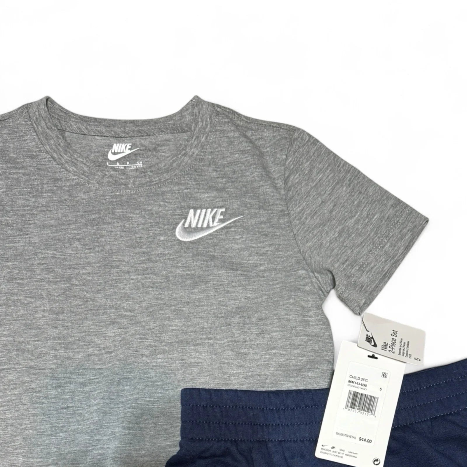 Nike Kids 2 Piece Shorts Set Gray T- Shirt & Navy Shorts Boys - Trendiez U ♥ 