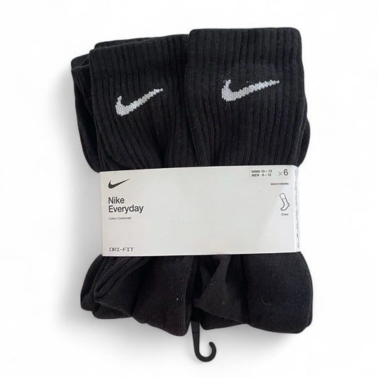 Nike Men’s Dri-Fit Black Crew Socks 6 Pair Size 8-12 - Trendiez U ♥ 