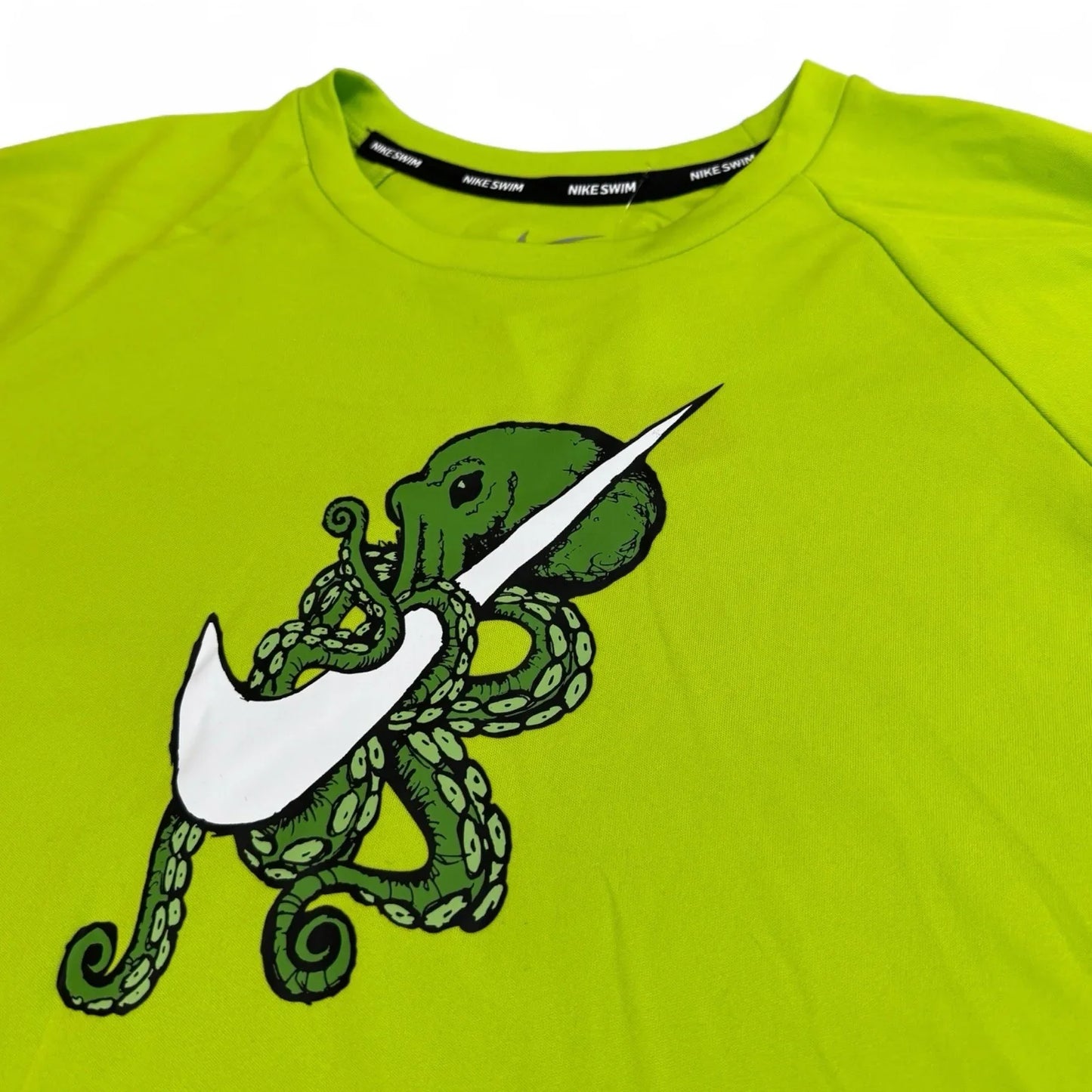 Nike Swim Kids’ Rash Guard – Green Octopus Swoosh, Size XL UPF 40+ - Trendiez U ♥ 